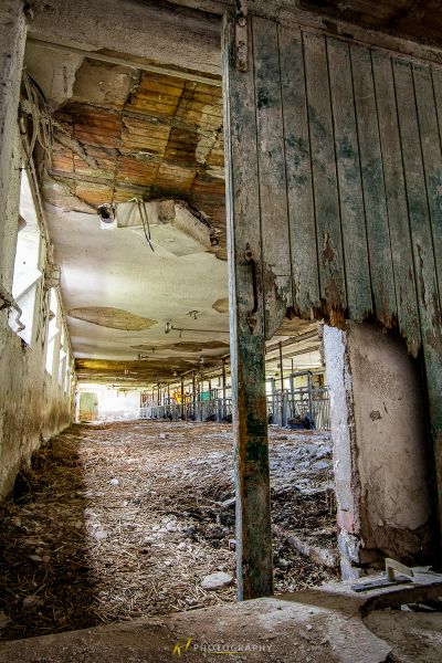 Ein Raum mit einer Decke, der entfernt wurde