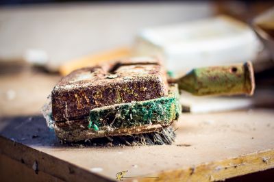 Ein Stück Lebensmittel, das auf einem Tisch sitzt