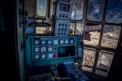 Sicht auf einen Zug mit Bedienfeld