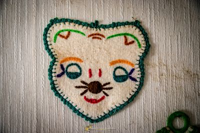 Ein Katzengesicht an der Wand