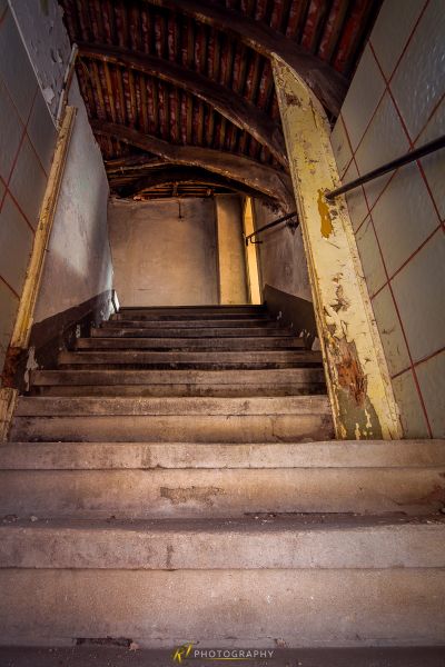 Eine Reihe von Treppen, die zu einem Gebäude führen