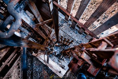 Ein feuerbeschädigtes Gebäude